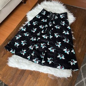 Anthropologie Black Floral A-Line Skirt